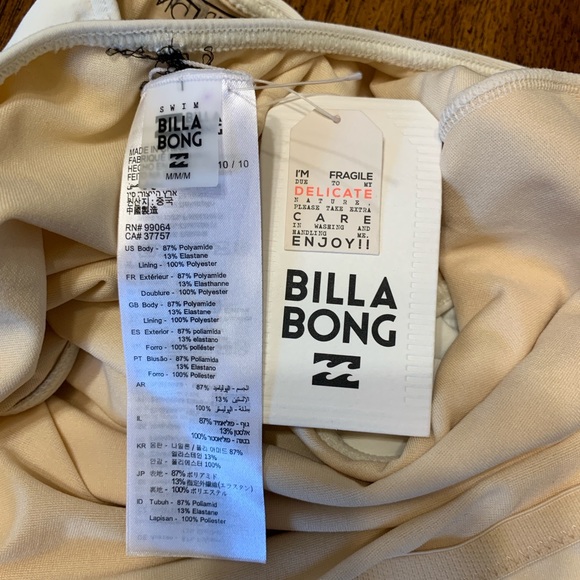 NWT Billabong White/Cream One Piece Swimsuit Medium - Picture 5 of 7